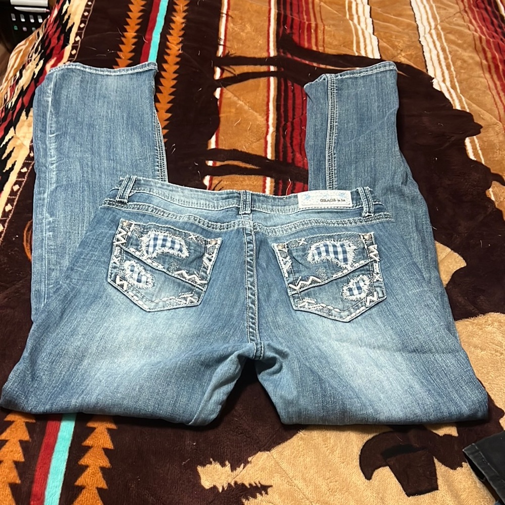 Grace in LA jeans. Cute gingham pocket